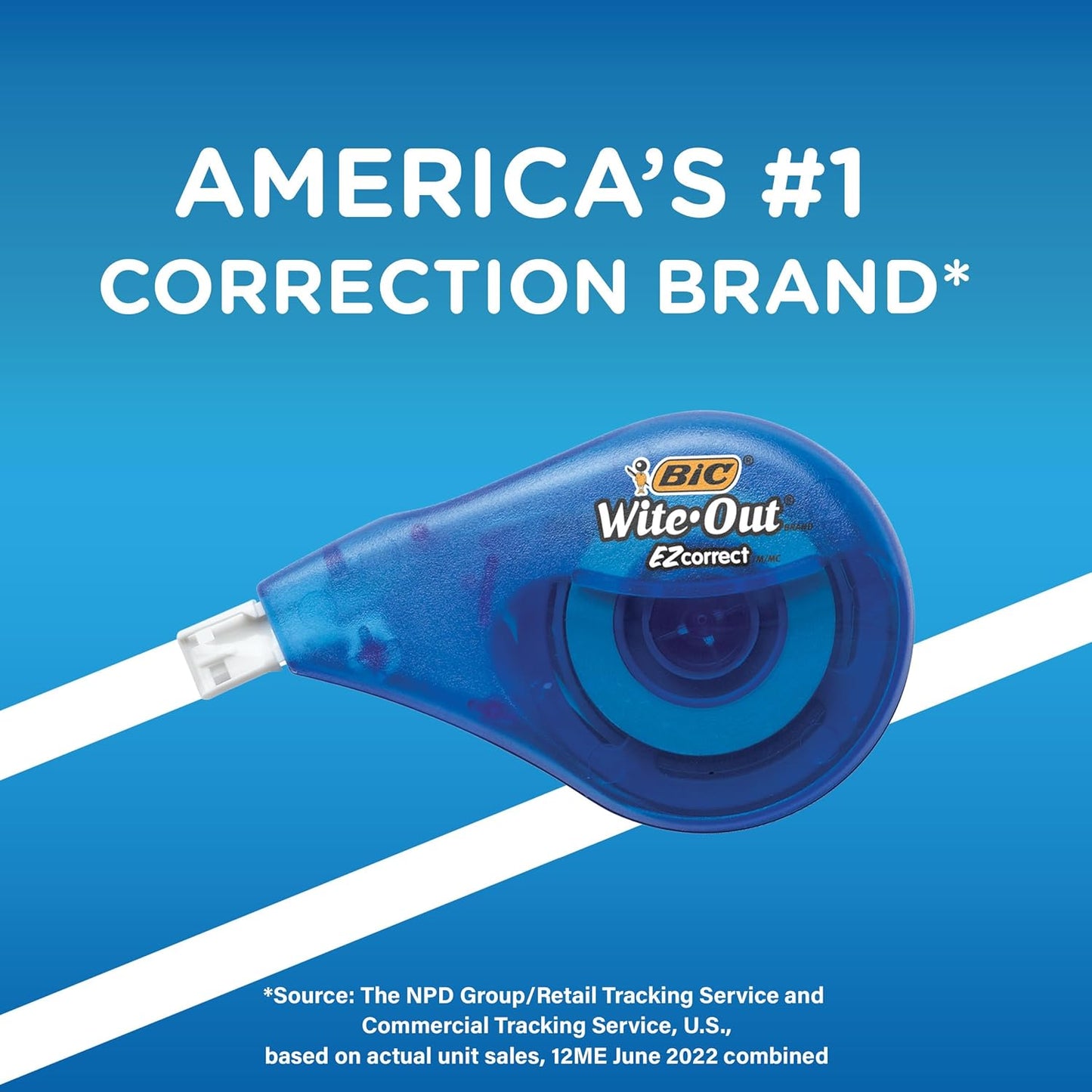 Out Brand EZ Correct Correction Tape, White, 10-Count, Translucent Dispenser Shows How Much Tape is Remaining