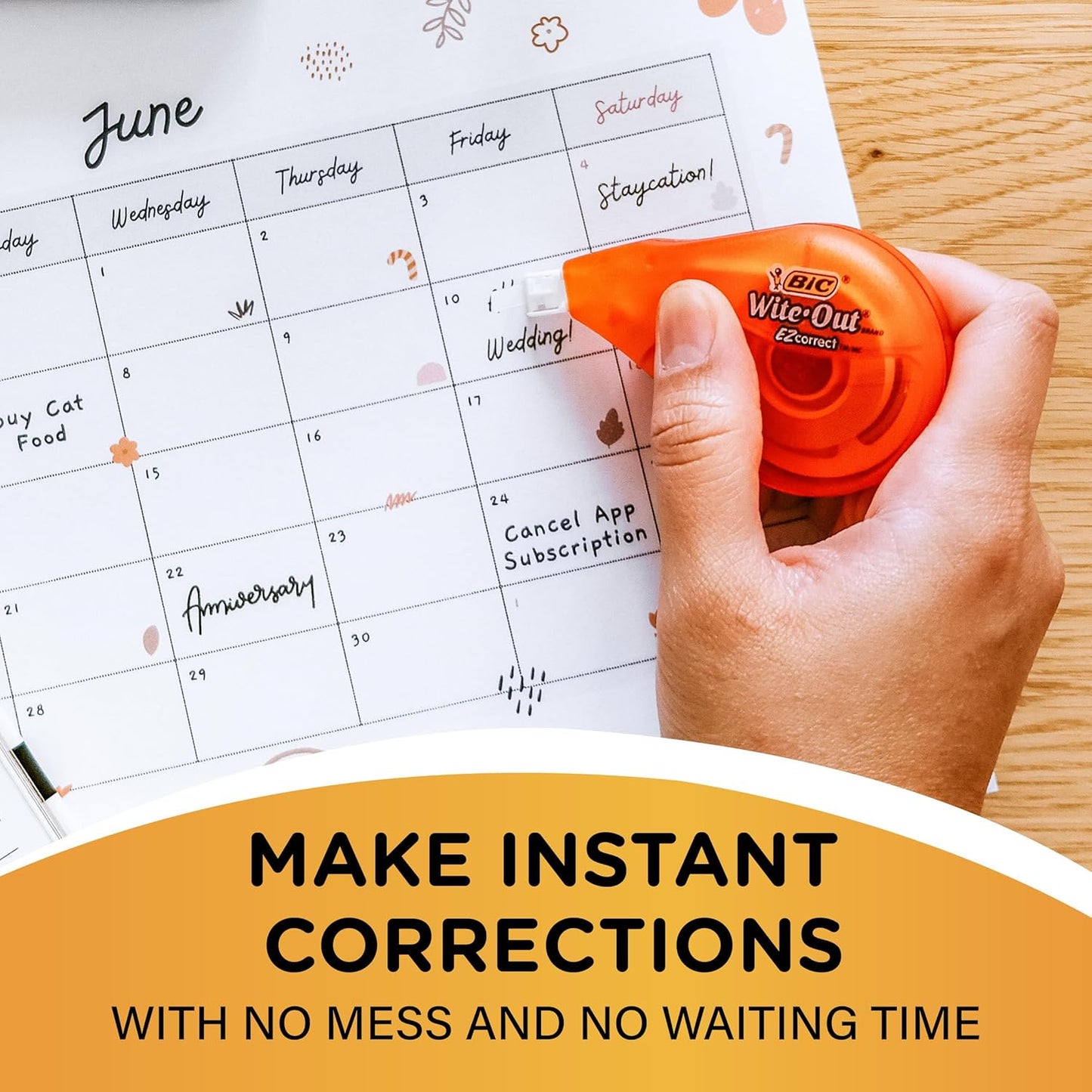 Out Brand EZ Correct Correction Tape, White, 10-Count, Translucent Dispenser Shows How Much Tape is Remaining