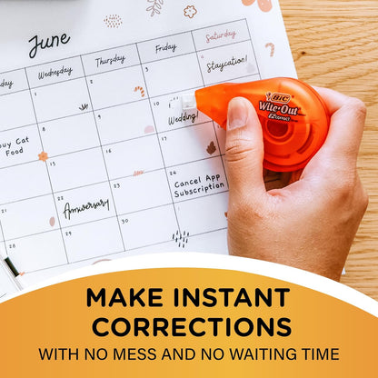 Out Brand EZ Correct Correction Tape, White, 10-Count, Translucent Dispenser Shows How Much Tape is Remaining