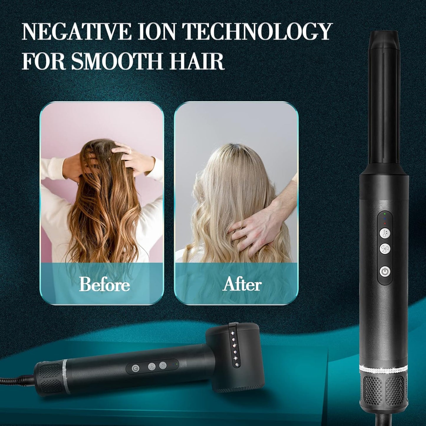 7-in-1 Hair Styling System - High-Speed 110000 RPM Air Brush, Straightener