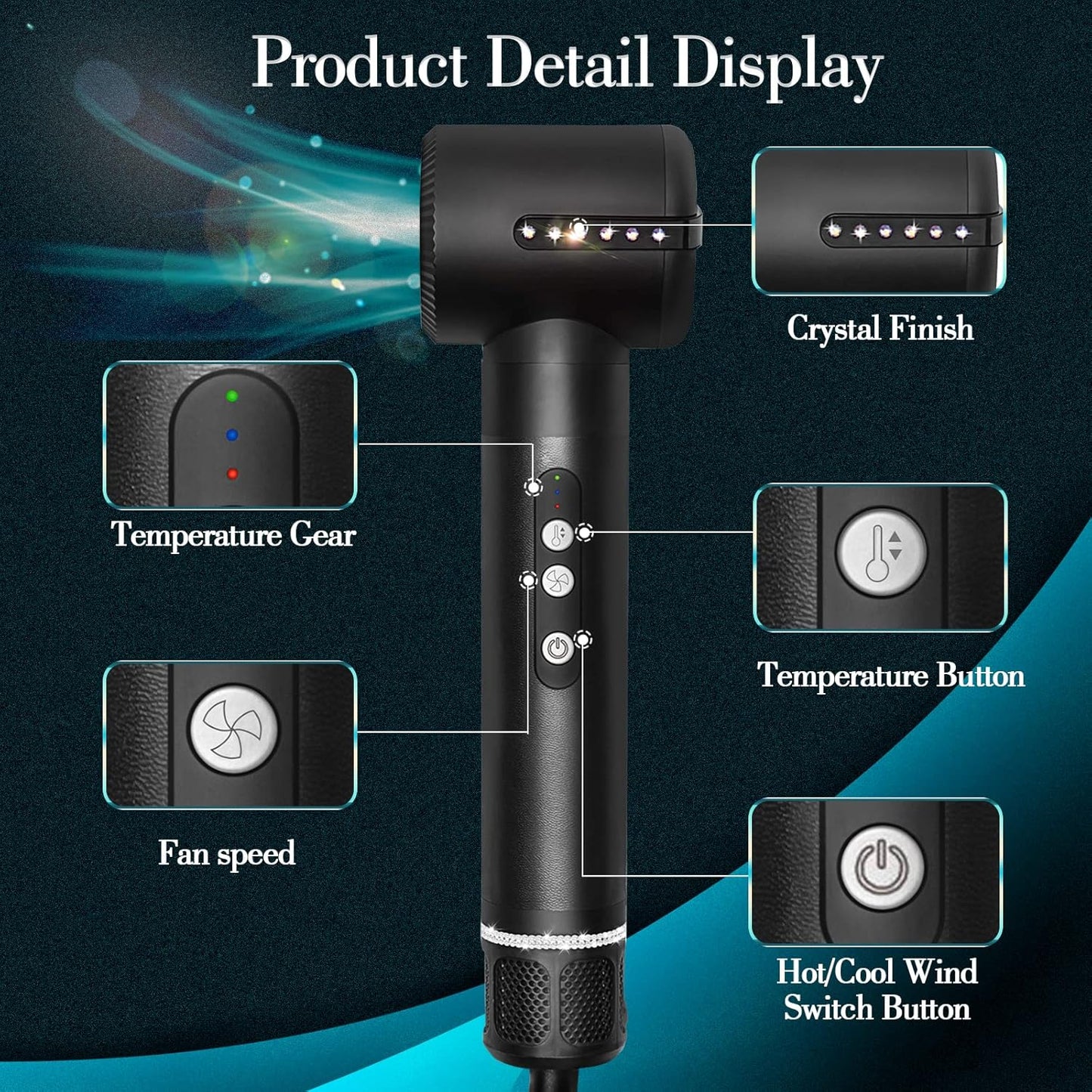 7-in-1 Hair Styling System - High-Speed 110000 RPM Air Brush, Straightener