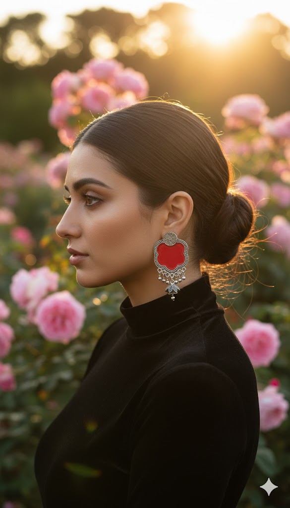 Red enamel floral design