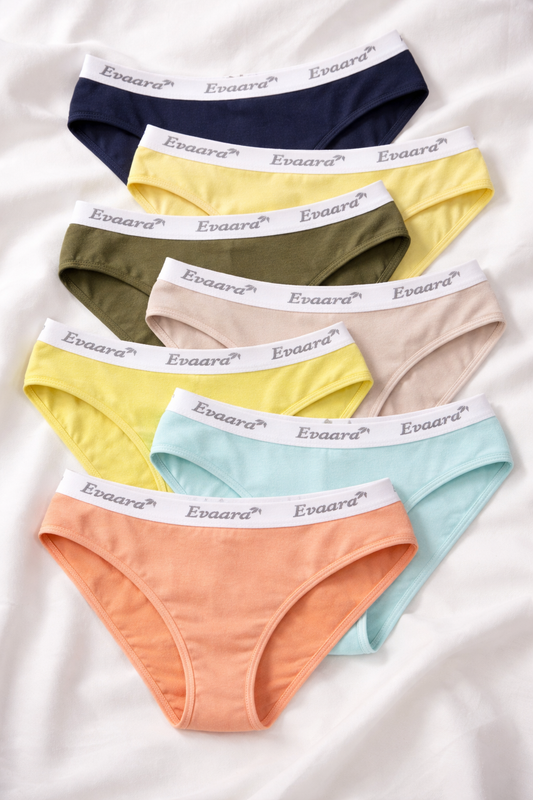 7 Pcs 100% Pure cotton washable all days stickers brief panty