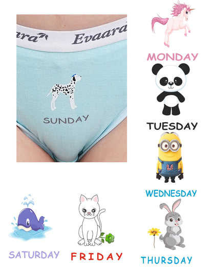 7 Pcs 100% Pure cotton washable all days stickers brief panty