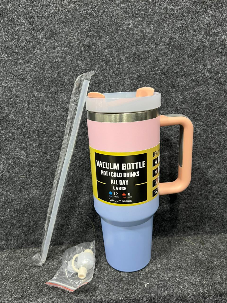 1200ml Tumbler with Straw - Handle – Stainless Steel Double Wall Insulated Cup