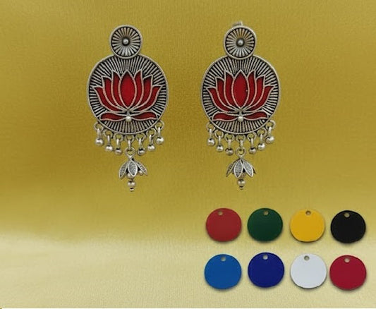 Lotus Jhumka Earrings Multicolour