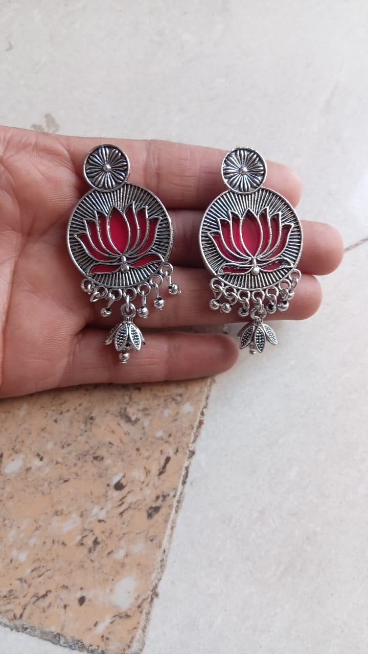 Lotus Jhumka Earrings Multicolour