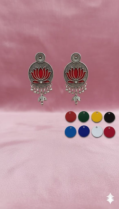 Lotus Jhumka Earrings Multicolour