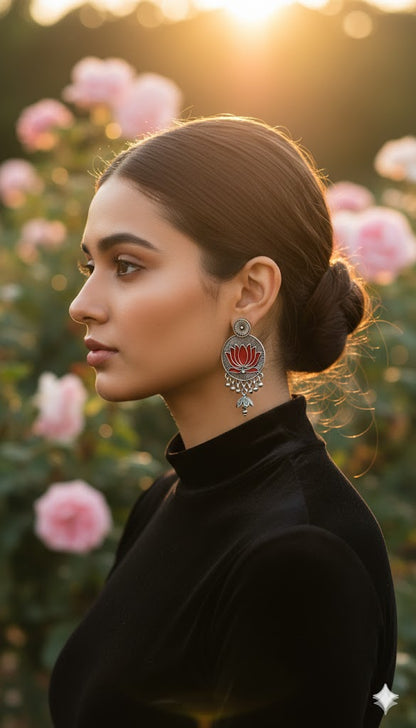 Lotus Jhumka Earrings Multicolour