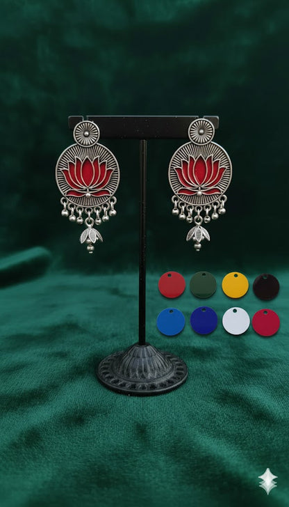 Lotus Jhumka Earrings Multicolour
