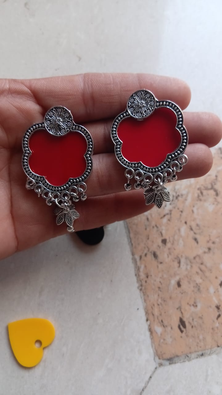 Red enamel floral design