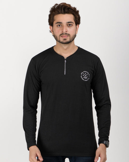 Men Printed Henley Neck Poly cotton White T-Shirt
