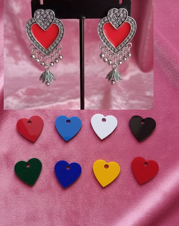Antique Silver Red Heart Danglers