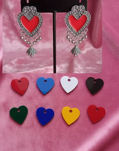 Antique Silver Red Heart Danglers