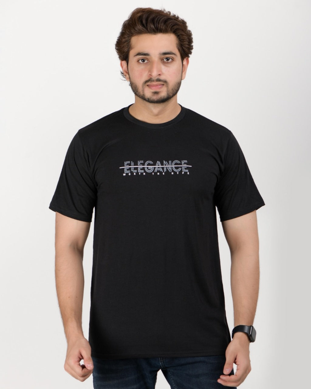 Round Neck Half Sleeves T Shirt for Men in Poly cotton