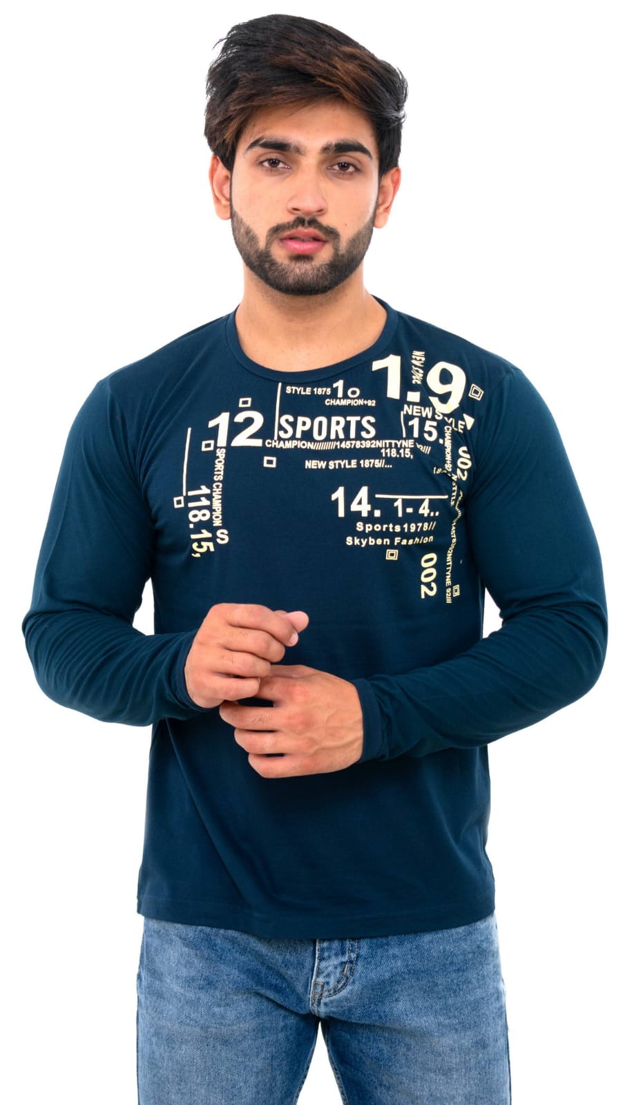 SKYBEN Men's Printed Round Neck T Shirt In Poly Cotton Fabric