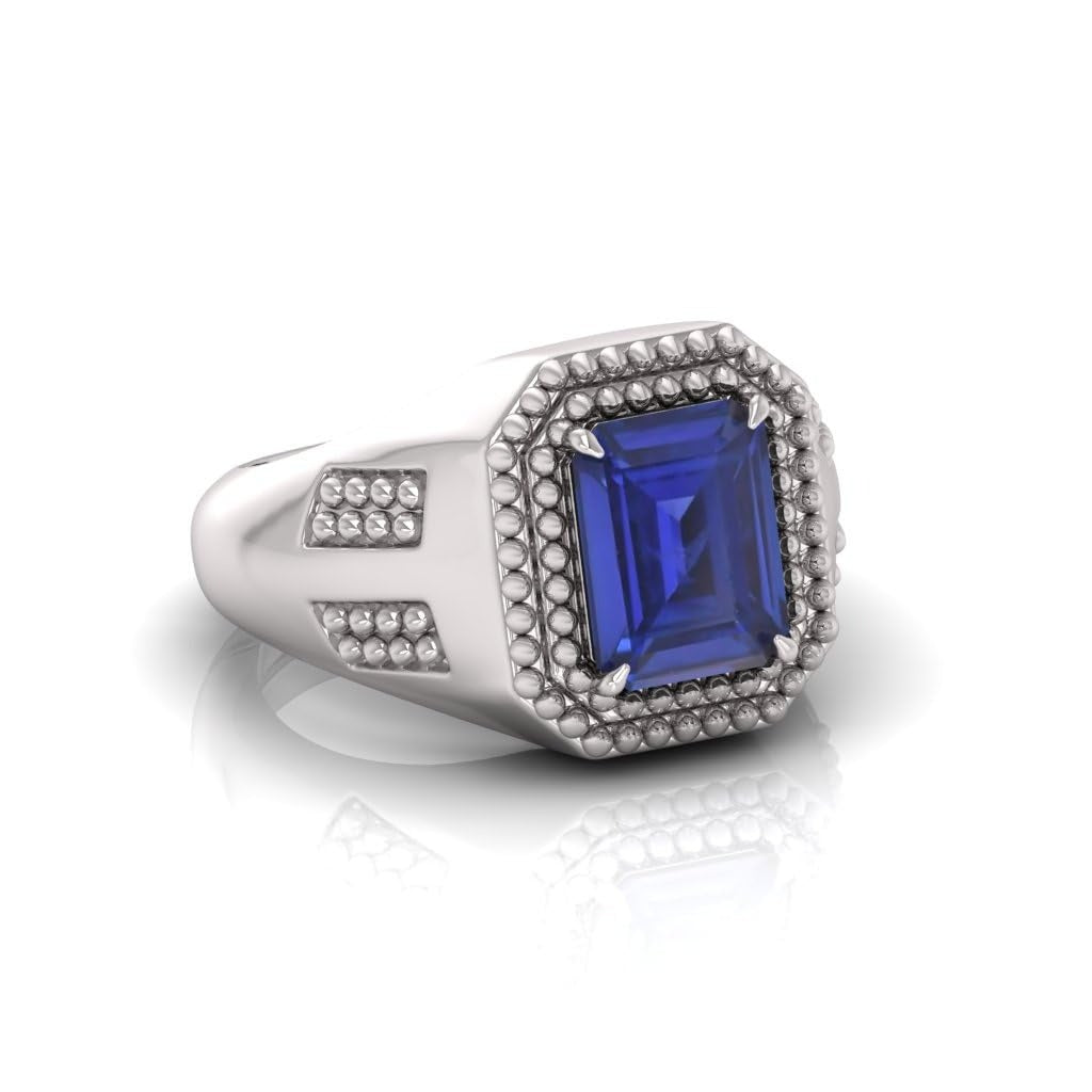 Blue Sapphire Neelam Gemstone Panchdhatu Ring