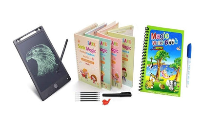 Magic Practice Copybook and 8. 5 inch LCD E-Writer Electronic Writing Pad and water magic book combo