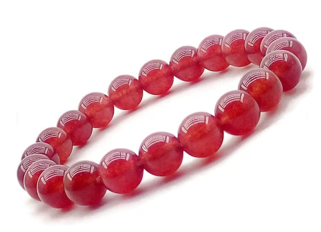 Crystal Healing Semi Precious Gem stone Bracelet for Men, Women, Boys, Girls (Red)