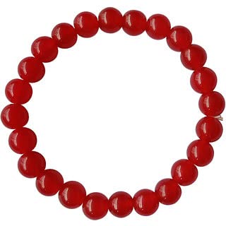 Crystal Healing Semi Precious Gem stone Bracelet for Men, Women, Boys, Girls (Red)
