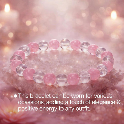 Rose Quartz Bracelet Clear Quartz Natural Healing Gemstone Bracelet for Men & Women