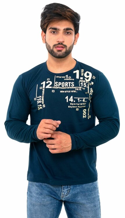 Men's Printed Round Neck T Shirt In Poly Cotton Fabric
